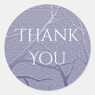 Sticker Rond Élégant Merci Bleu Branche Design Appréciation