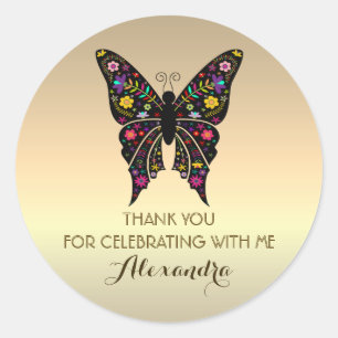 Sticker Rond Elégant Merci d'anniversaire d'or