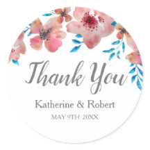 Elégant Merci d'aquarelle rose Fleurs