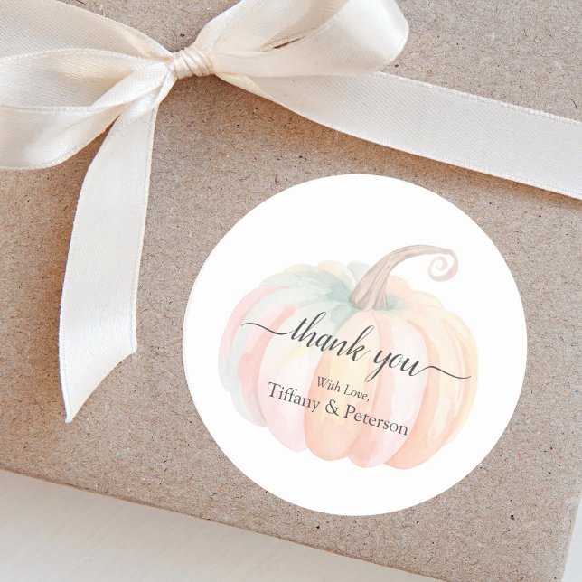 Sticker Rond Élégant Merci de Baby shower d'automne petit Citro (Créateur téléchargé)