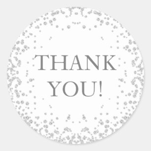 Sticker Rond Elégant Merci de Parties scintillant Diamant Blanc