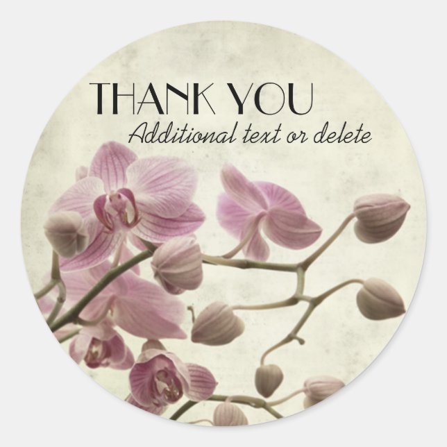 Sticker Rond Élégant Merci d'orchidées (Devant)