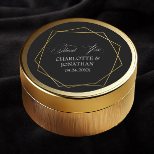 Sticker Rond Elégant Merci géométrique Or mariage Faveur