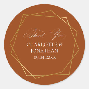 Sticker Rond Elégant Merci géométrique Or mariage Faveur