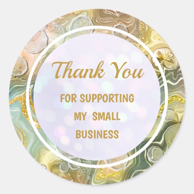 Sticker Rond Élégant Merci liquide moderne brillant coloré (Devant)