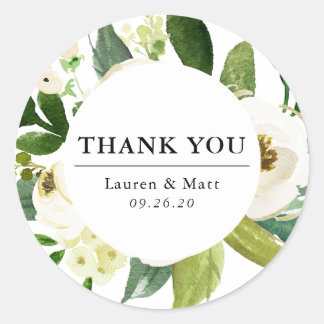 Sticker Rond Élégant Merci Mariage Floral de printemps