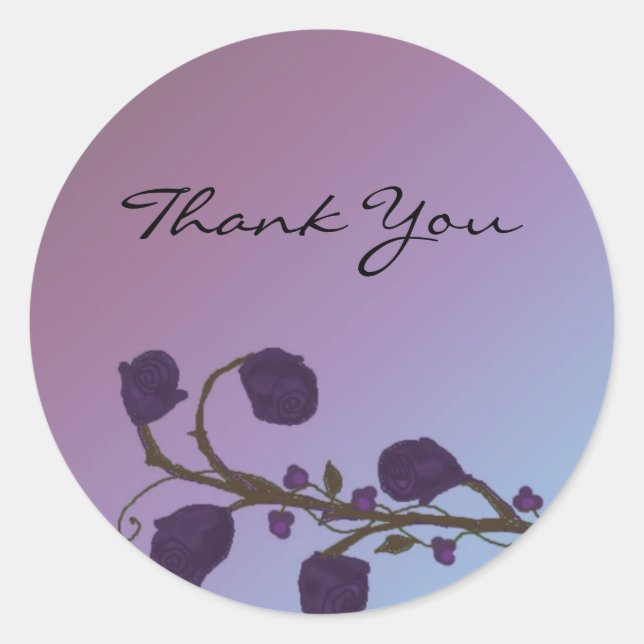 Sticker Rond Élégant Merci Rose violet (Devant)