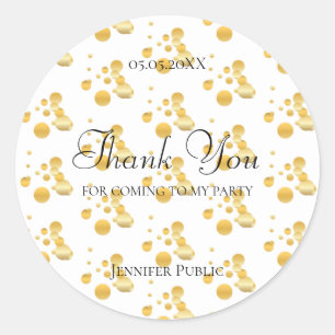 Sticker Rond Élégant Merci Script Gold Confetti Modèle