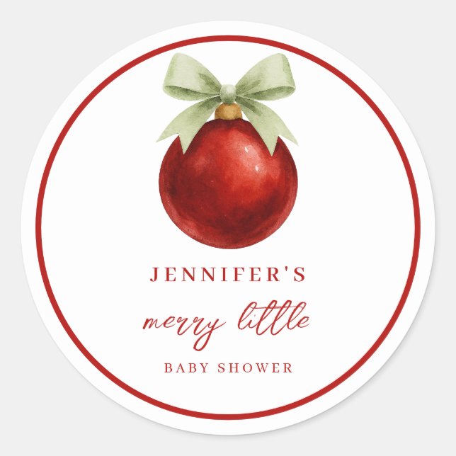 Sticker Rond Elegant Merry Little Christmas Baby Shower (Devant)
