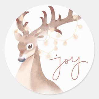 Sticker Rond Elegant Minimal Cute Merry Christmas Deer