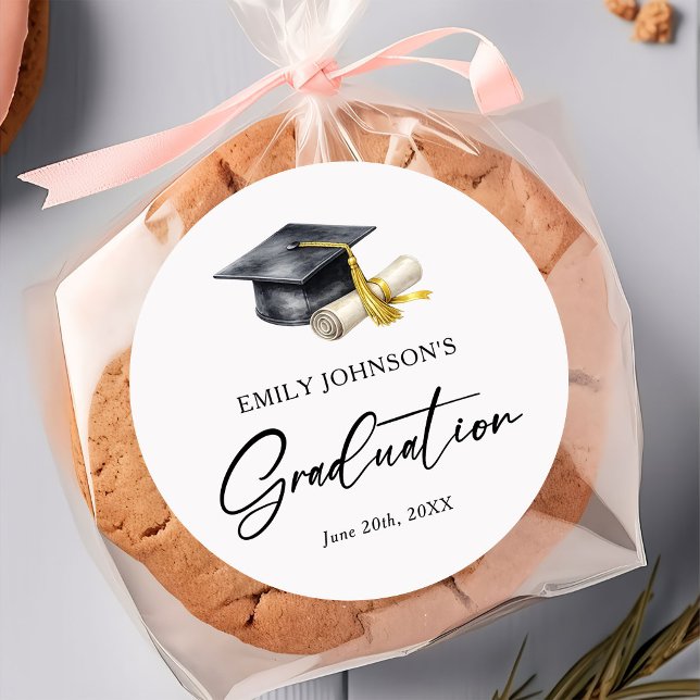 Sticker Rond Elegant Minimal Minimalist Graduation (Créateur téléchargé)