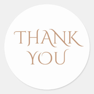 Sticker Rond Elegant & Minimalist White & Brown Thank You