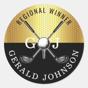 Sticker Rond Élégant minimaliste Golf Monogramme Conception