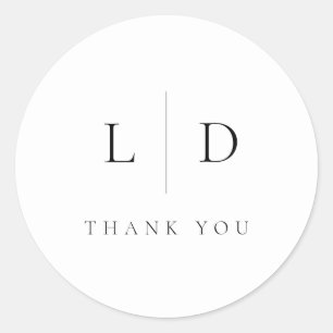Sticker Rond Élégant minimaliste moderne Monogramme Mariage Fav