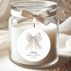 Sticker Rond Élégant Minimaliste Perles Nœud Papillon Enterreme