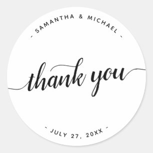 Sticker Rond Élégant minimaliste simple Mariage de Merci
