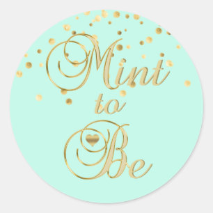 Sticker Rond Élégant MINT POUR ÊTRE Mariage d'or Enveloppe scea