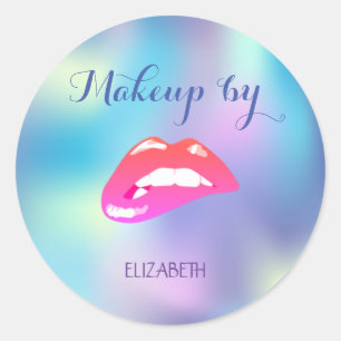 Sticker Rond Élégant Moder Girly Lips Holographique