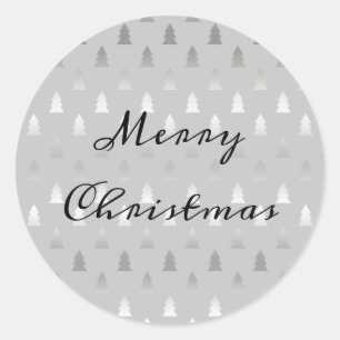 Sticker Rond élégant moderne argent motif de Noël