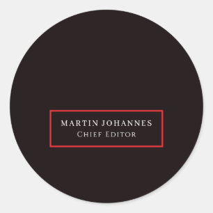 Sticker Rond Élégant Moderne Minimaliste Noir