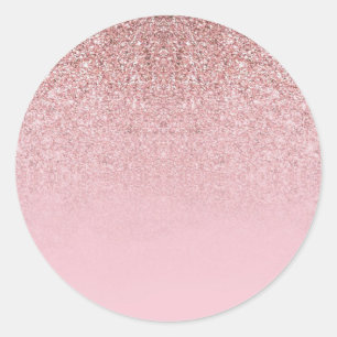 Sticker Rond Élégant Moderne Rose Or Paillettes Modèle Vierge