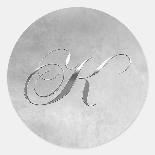 Sticker Rond Élégant Monogramme argenté K (Devant)