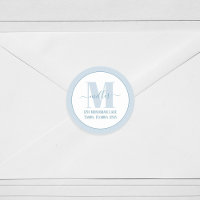 Élégant Monogramme Bleu Simple Adresse de retour