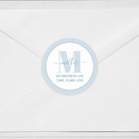 Élégant Monogramme Bleu Simple Adresse de retour