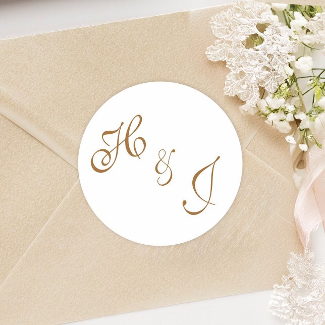 Sticker Rond Élégant Monogramme Classé Mariage formel (Elegant Classy Monogram Formal Wedding Classic Round Sticker)
