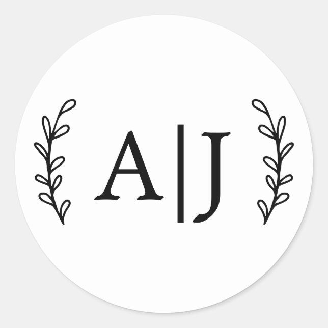 Sticker Rond Élégant Monogramme Initiales Mariage Adresse de re (Devant)