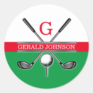 Sticker Rond Élégant Monogramme minimaliste de golf