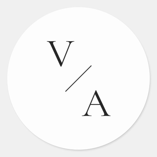 Sticker Rond Élégant Monogramme moderne Mariage noir et blanc (Devant)
