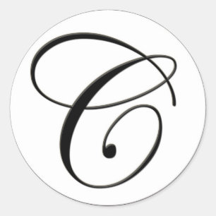 Sticker Rond Élégant Monogramme noir et blanc C