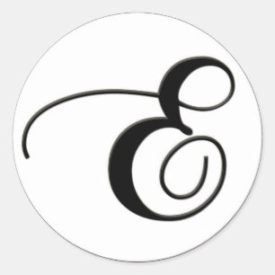 Sticker Rond Élégant Monogramme noir et blanc E