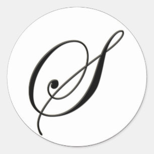 Sticker Rond Élégant Monogramme noir et blanc S