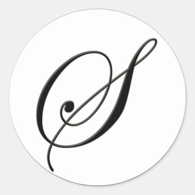 Sticker Rond Élégant Monogramme noir et blanc S (Devant)