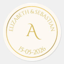 Élégant Monogramme Or Faveur de Mariage Minimalist