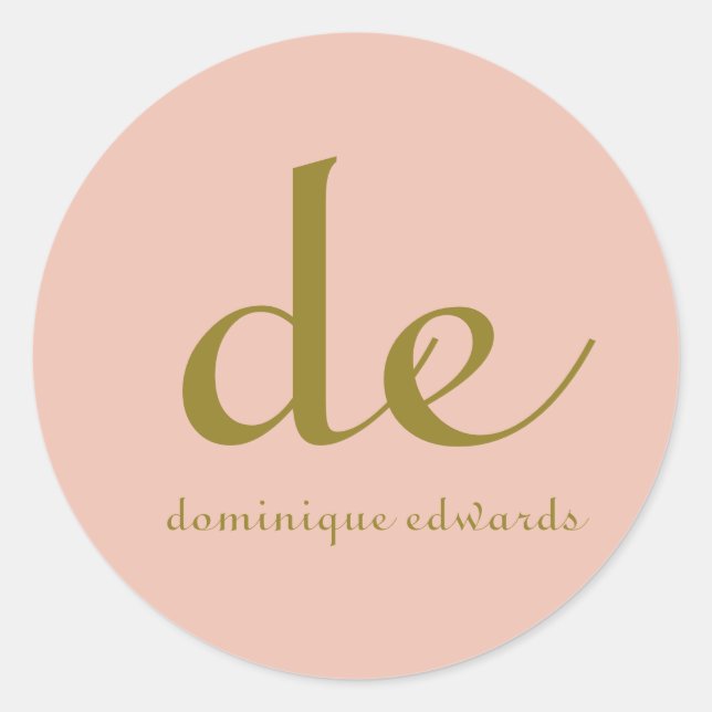 Sticker Rond Élégant Monogramme rose Chic Moderne (Devant)