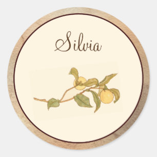 Sticker Rond Élégant Monogramme rose Vintage et orange jaune