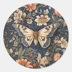 Sticker Rond Elégant Moth Vintage William Morris inspiré
