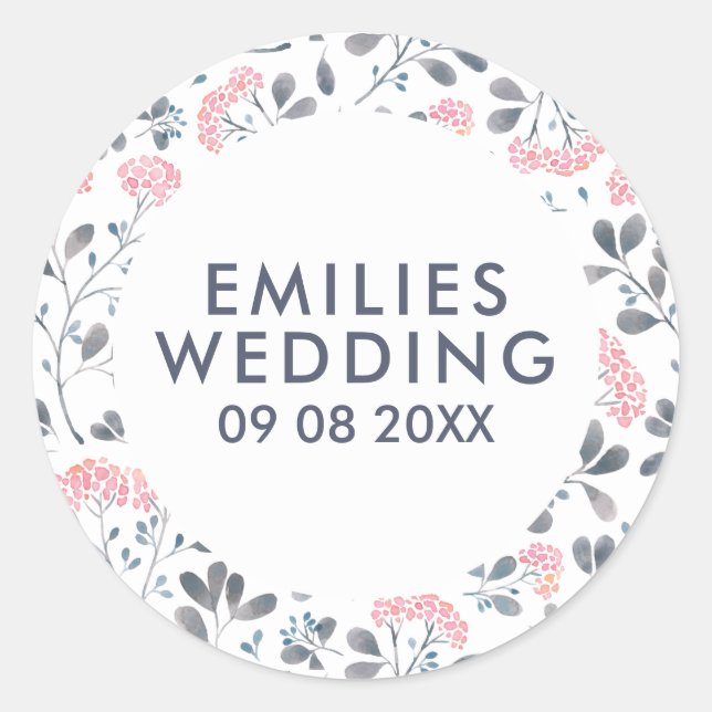 Sticker Rond Élégant Motif d'aquarelle rose (Devant)