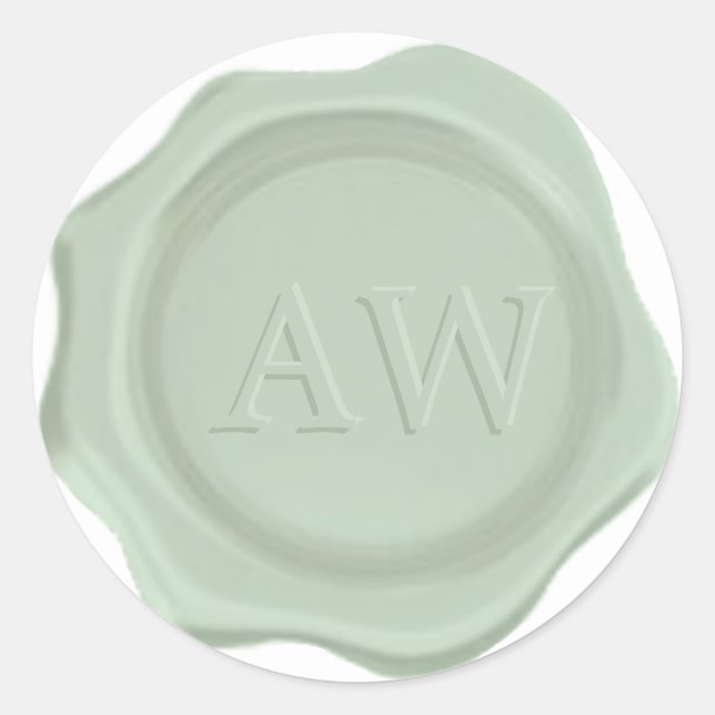 Sticker Rond Elégant Neo Mint Green Monogram Mariage Sceau de c (Devant)