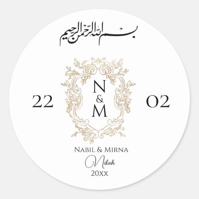 Sticker Rond élégant nikah islamique coutume mariage  (Devant)