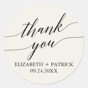 Sticker Rond Elégant noir Calligraphie Merci Favor