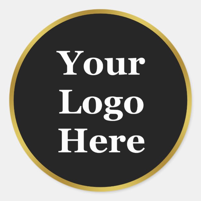 Sticker Rond Élégant noir et or Votre logo ici Modèle (Devant)