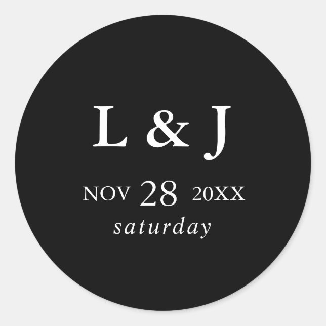 Sticker Rond Élégant Noir moderne Mariage de calligraphie (Devant)
