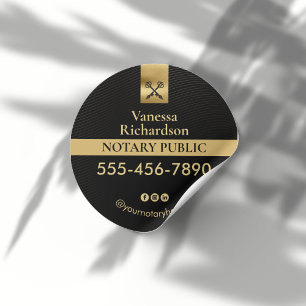 Sticker Rond Elégant Noir Noyer Notaire Squelette Clé Marketing