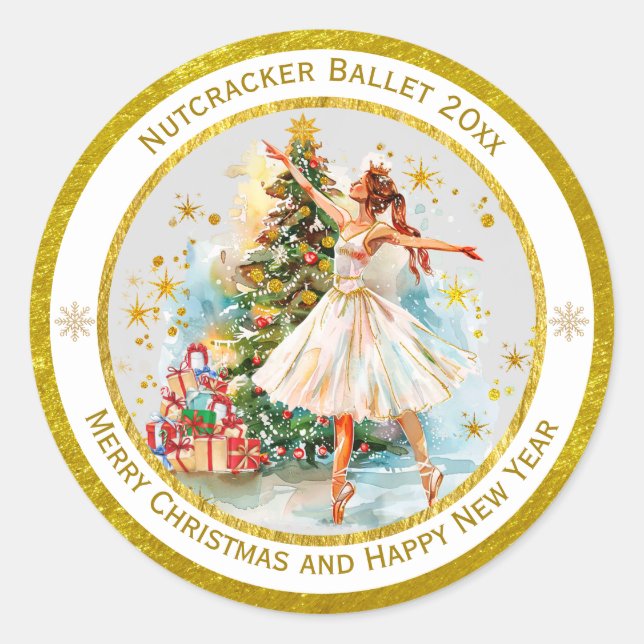 Sticker Rond Elegant Nutcracker Merry Christmas and New Year (Devant)