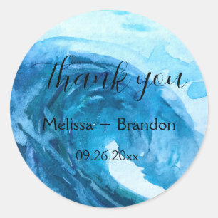 Sticker Rond Elégant Ocean Waves Beach Destination Mariage