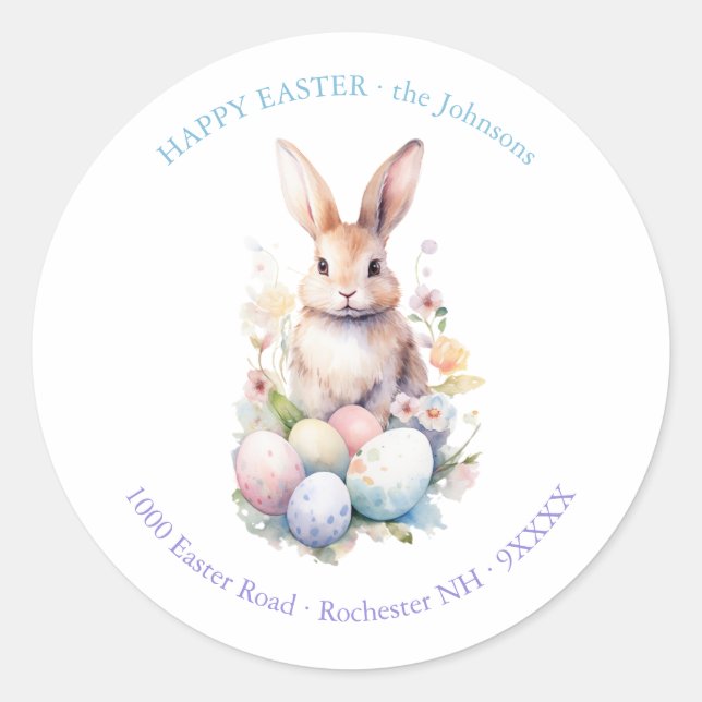 Sticker Rond Elégant Oeufs aquarelle Floral Pâques BRUNCH (Devant)